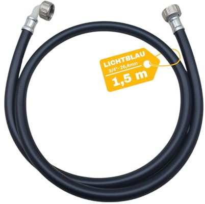 LICHTBLAU Manguera de entrada de agua caliente 90° grados I 1,5 m I 3/4 pulgadas lavadora lavavajillas I 2996 I manguera de agua caliente con rosca de metal I incluye junta