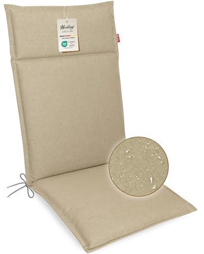 Herlag Gartenstuhlauflage Bea Hochlehner 120x50x4,5cm - Wasserabweisende Gartenmöbelauflage Fleckschutz - Bequeme Camping Sitzauflagen - Pflegeleichte Easy-Line - Öko Tex 100-1 Polster - Champagner
