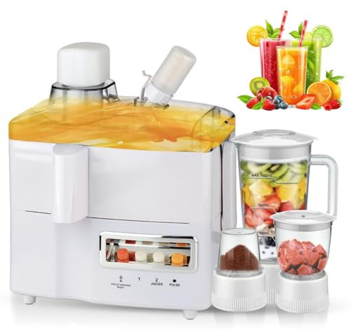 Extracteur de jus et Blender 4 en 1, 1,8 L, 800 W, Multifonction, extracteur de jus électrique, 90% de rendement, pour Citrons, Citrons Verts, Pamplemousses, Oranges et Autres légumes