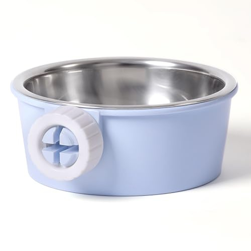 Rabbit Food Bowl - Detachable Small Stainless Steel Pet Bowl Hanging Bunny Food Bowl and Water Feeder for Hamster, Guinea Pigs, Ferrets, Hedgehogs
