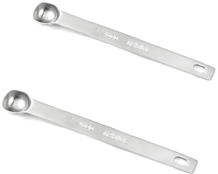 2-Pack Stainless Steel 1/4 TSP Measuring Spoons - Dual-Scale 1.25ml Rectangular Self-Standing Spoons for Baking/Coffee/Spices | Precision Kitchen Tools