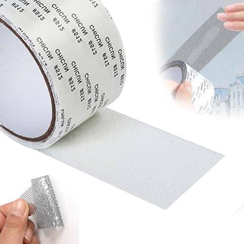 JClorix Nastro Riparazione per Zanzariere - 5 cm x 10 m, Auto-Adesivo in Fibra di Vetro e PET per Reti Antizanzare, Porte, Finestre, Piscine e Tende - Resistente ad Acqua e UV (Bianco)