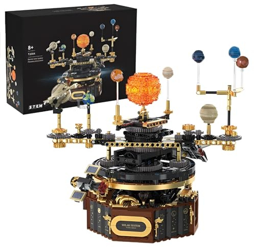 Technik Erde und Mond im Orbit Baukasten, drehendes astronomisches Konstruktionsspielzeug mit 8 Planeten, Heimdekorationsmodell, Geschenk für Astronomieliebhaber und Kinder ab 6 Jahren (1098PCS)