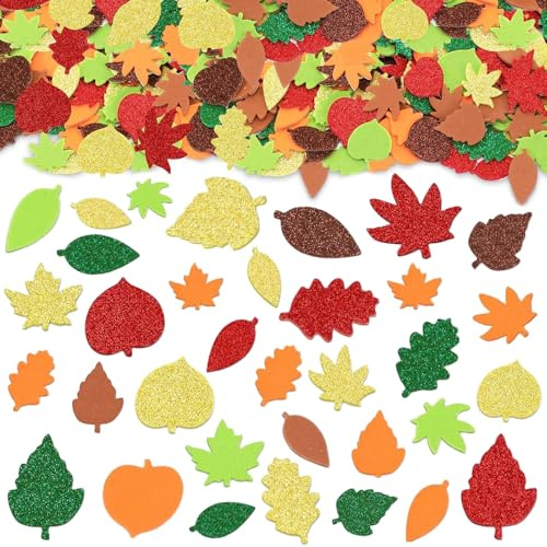 300 Stück Ahornblatt Aufkleber,Herbst Aufkleber Glitzer Herbstblatt Aufklebers Herbstblätter Sticker für Schule, Erntedankfest,Bastelprojekte