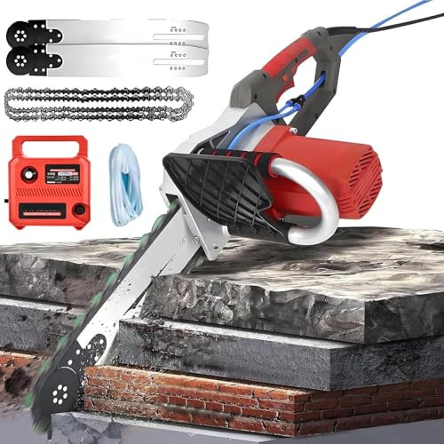 menglanchang Scie à BéTon éLectrique 5800/6500w,13.8/18.9in Coupe Murale, 6000rpm Moteur en Cuivre Pur,pour Couper des Briques, Granit,Marbre,BéTon AvecchaîNe×2,Guide-ChaîNe×2,avec Pompe à Eau 48cm