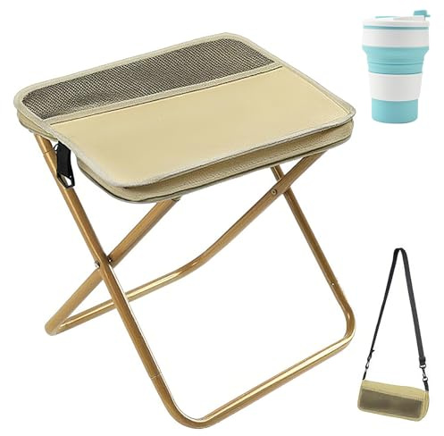 Faltbarer Rucksackstuhl mit Kühltasche - Leichter tragbarer Hocker für Camping, Wandern, Angeln, Outdoor-Reisen