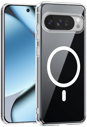 Tawarror Magnetiskt fodral för Google Pixel 10/10 Pro, kompatibelt med Magsafe, transparent silikonfodral för Google Pixel 10, hård PC stötdämpare TPU stötsäkert skyddshölje