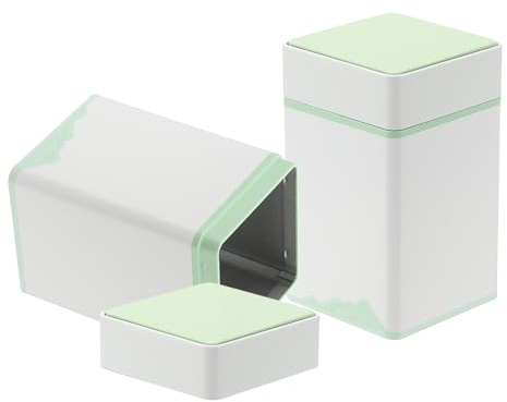 sourcing map 2 Pcs Square Tin Can with Lids, 3.35 x 3.35 x 5.51 Empty Metal Tea Tin Can Loose Leaf Tea Storage Canister for Storing Cookies Candies Coffee Spice Gifts Candles DIY, White