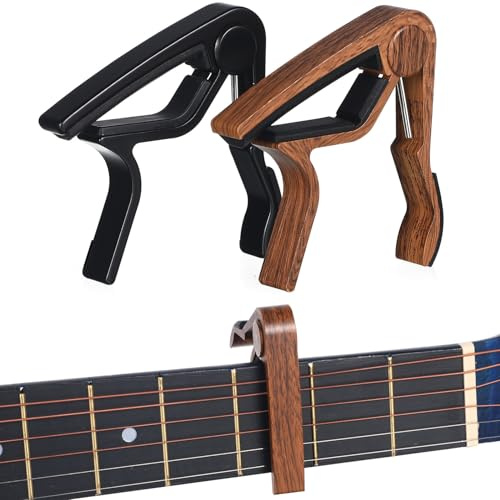 GARVALON 2stücke Holz-gitarren-capo mit Klemme für Akustikgitarre Gitarre Einhand-capo für Klassische Gitarre und Ukulele Gitarrenzubehör