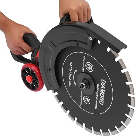 Rainureuse électrique 410 mm 1600 W Coupe-béton électrique pour mur et sol, travaux de construction lourds avec roulettes et raccord à poussière pour les constructeurs et les bricoleurs