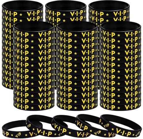 80 Stück VIP Silikonarmband Schwarz Gold VIP Party Armbänder VIP Identifikationsarmbänder für Events Individuelle VIP-Armbänder VIP Armbänder aus Silikon Wasserdichte für Club Festivals Konzert Messe