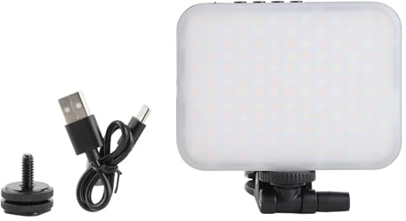 Lampe Selfie LED 156, Lumière Rechargeable 5000mAh, Température 2500K - 9000K - Éclairage Régable, Port USB Type C, pour Smartphone Webcam Vlog