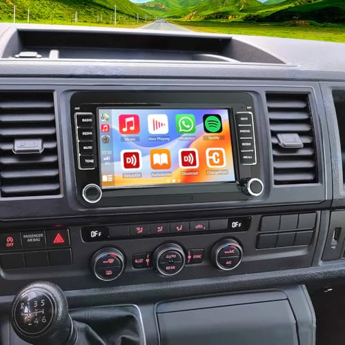 Android 14 2 DIN-bilradio för VW Transporter T5.1 2010-2020 med trådlös Carplay Android Auto Dubbel DIN Radio 7 tum Pekskärm W/GPS WiFi Bluetooth RDS FM radio SWC mikrofon kamera