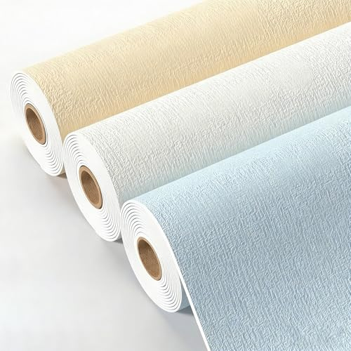 Papier Peint Adhesif Mural Decoratif - Résistant à L'humidité, Papier Peint Isolant Thermique et Phonique Mousse Texturé Moderne de 3mm pour Salon Chambre(Bleu,50x1000cm)