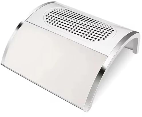 Colector de polvo de uñas, Aspiradora for uñas acrílicas con 2 potentes ventiladores y 2 bolsas.(Bianco)