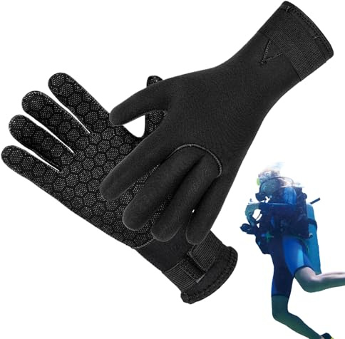Genérico Guantes de Buceo Masculinos, Aislantes Antideslizantes Ajustables Multiusos 3mm para Esnórquel, Guantes de Buceo Unisex, para Navegación Vela Natación Esquí y Actividades Acuáticas