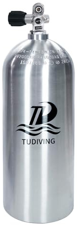 TUDIVING Tauchflasche Aluminium 8L, 3000Psi (200 Bar) Alu Tauchflasche, DIN Ventil Tauchflasche,mit CE/TPED-Zertifizierung