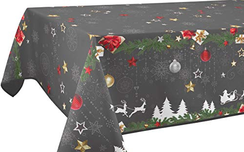 Tischdecke Fleckabweisende Weihnachten Grau - Rechteckig 150 x 200 cm