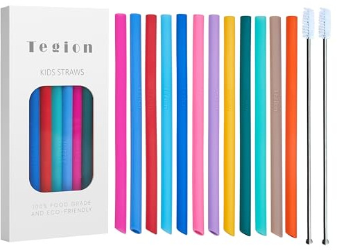 Tegion Mini Short Pinch Test Passed 5.5 Replacement Reusable Toddlers& Kids&Baby Silicone Small Straws for The First Years Take & Toss Spill Proof Straw Cup-Safe Fun for Baby Teething Chewing
