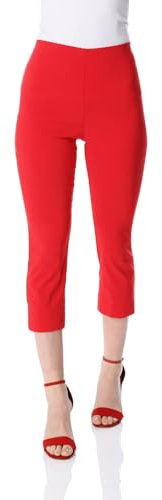 Roman Originals Cropped Trousers for Women UK Ladies Capri Leggings Summer Pants Short Crop Stretch 3/4 Length Three Quarter Pedal Pusher Clothes Elasticated Bengaline Cut Off - Red - Size 16