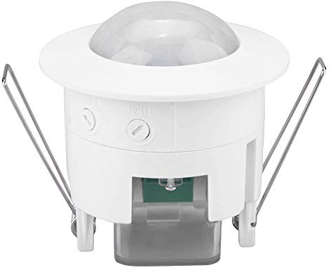 Smandy Interruptor de luz con Sensor de Movimiento, Mini Ajustable 360 ​​° Techo PIR Cuerpo infrarrojo Sensor de Movimiento Detector Lámpara Interruptor de luz 220V
