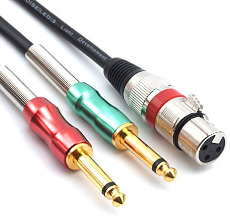 SiYear XLR femmina da 3 pin a 6,35 mm mono maschio cavo audio splitter a Y audio, doppio cavo adattatore da 6,35 mm 1/4 maschio a XLR microfono stereo