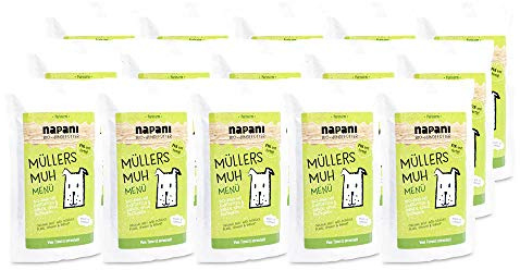 napani - Premium Hundefutter nass, Bio Nassfutter für Hunde, Müllers MUH mit Rind & Kartoffeln, purinarm, schonend gegart, ohne Zusatzstoffe, 15 x 150g