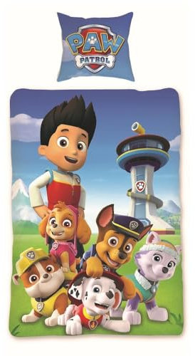 Paw Patrol Bettwäsche Set (2-teilig) für Jungen - Decken- und Kissenbezug 135x200 80x80 cm mit Reißverschluss Blau, Renforcé aus 100% Baumwolle - Wendemotiv, weich atmungsaktiv, Öko-Tex