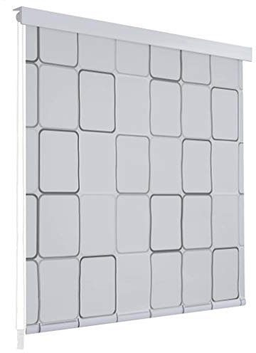 yorten Duschrollo Eva Duschvorhang Dusche Rollo Wasserfest Schnelltrocknend Badewannenvorhang mit Quadratmuster 160 x 240 cm (B x L)