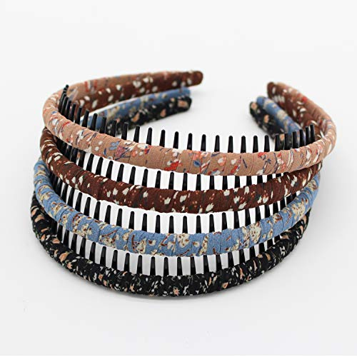 JOBAND Fashion floral teeth Headbands comb Hair Accessories Non-slip Hair bands Soft Comfy Hair Hoop for Women/Girl(4 color)