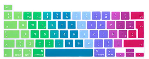 MMDW Funda de silicona para teclado ESP en español para MacBook Pro 16 2019 A2141 para MacBook New Pro de 13.3 pulgadas A2338 M1/A2251/A2289 con Touch Bar y Touch ID, versión europea (arcoíris)