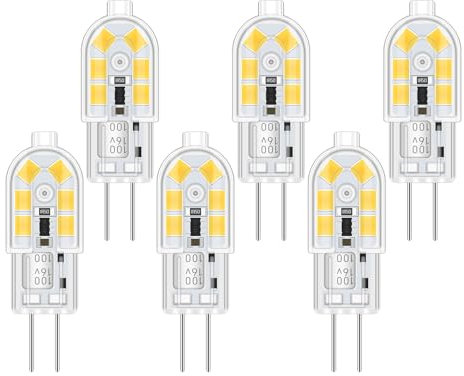 Akynite Lampadine a LED G4 2W 12V AC/DC Luce Bianca Fredda 6000K, 200lm, Lampada Alogena G4 10W 20W Equivalente, non dimmerabile, 12V G 4 LED Bi-Pin per Camper/Cappa Cucina, set di 6