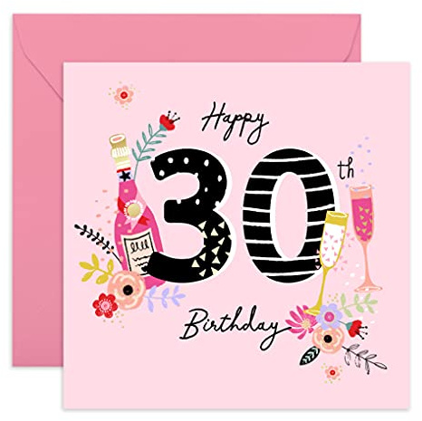 Central 23 - Süße Geburtstagskarte zum 30. Geburtstag für Frauen – Happy 30th Birthday – Süße Geburtstagskarte für sie – lustige Geburtstagskarte für Ihn – kommt mit niedlichen Aufklebern
