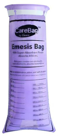 The Original Carebag Disposable Emesis CareBag with Super Absorbent Pouch- Absorbs 16 oz, No More Leaks and Splashes- Single Use- Reduces Odors, 20 Vomit Bags