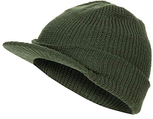 blntackle76 US Schildmütze Cap Acryl Mütze Hut Wintermütze Strickmütze Schirmmütze mit Schirm Männer Frauen one Size Olive