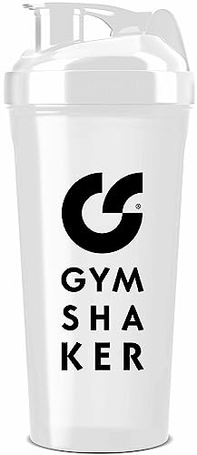 GYMSHAKER Eiweiß Shaker 800 ml - Wabenstruktur-Sieb für cremige Protein Shakes - auslaufsicher & BPA frei - Weiß