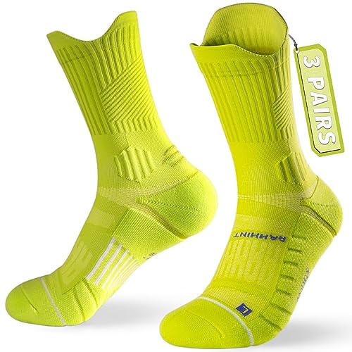Rahhint Coolmax 3 Pack Kompressions Laufsocken Herren Damen | Anti-Blasen Sportsocken mit TAB-Design Kompressionszone Belüftungsnetz und Fußgewölbeunterstützung funktionssocken Größe35-51