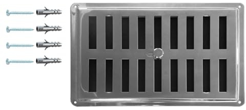 DEMLOU Rejilla de Ventilación Ajustable de Acero Inoxidable AISI 316, 23 x 7.5 cm.