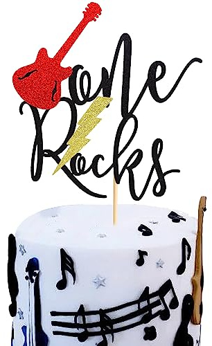 Arthsdite One Rocks Cake Topper – Rock 1. / 1. Geburtstag Dekorationen, Rock n' Roll Age Cake Topper, Rock N Roll Birthday Topper, Gitarre Cake Topper