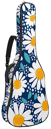 Akustisk gitarrväska vattentät gitarr ryggsäck tjock mjuk vadderad tusensköna klassisk gitarrfodral, flerfärgad, 42.9x16.9x4.7 in, Väskorganiserare