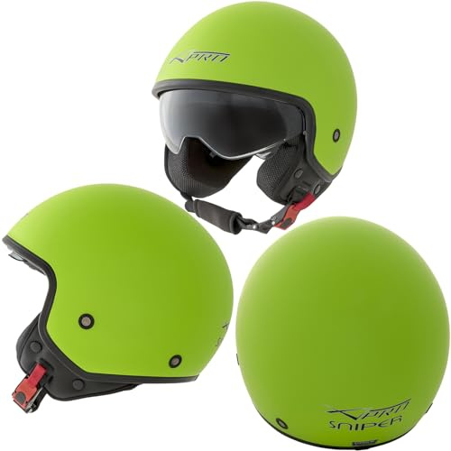 Casque Moto Scooter Jet Visiere Pare Soleil ECE 22-06 Vert Mat M