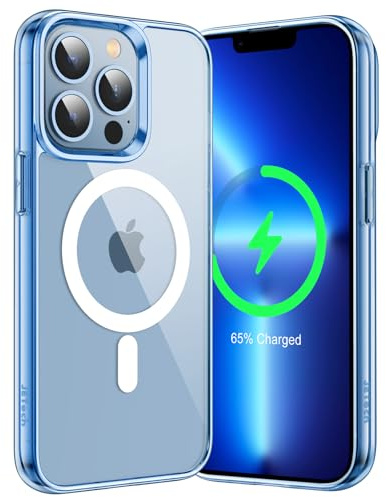 JETech Magnetische Hülle für iPhone 13 Pro Max, Sierrablau | Kompatibel mit MagSafe, Stoßfeste Handyhülle, Kratzfest, Transparente Rückseite