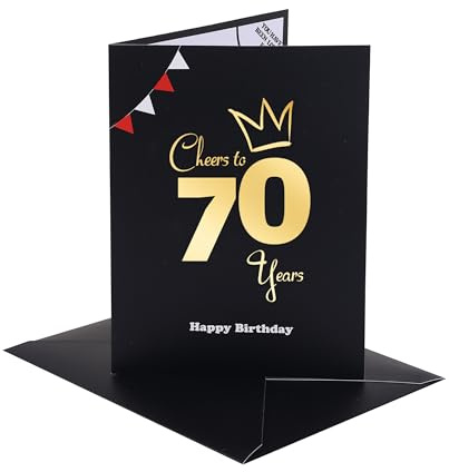 Sumerk 1 Pc 70. Geburtstagskarte Happy 70th Birthday Card with Envelope and 2 Stickers Geburtstagskarte Frau Freundin Geburtstagskarten Karte Geburtstag