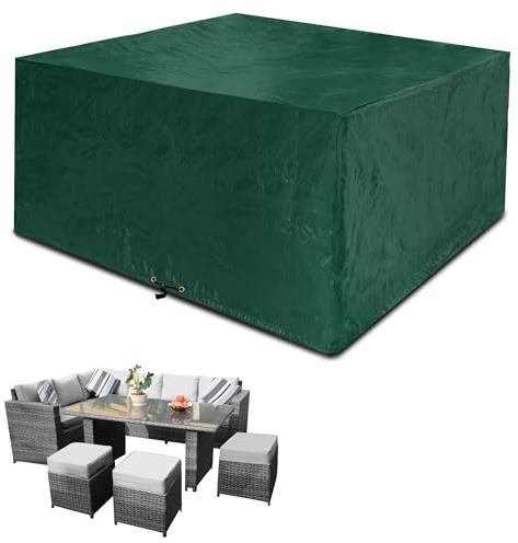 Funshot Patio Furniture Covers, 250x250x90 cm, Large Outdoor Furniture Cover Waterproof, Cube Garden Table Set Covers Waterproof Covers for Outdoor, Patio Table and Chairs Cover, Green
