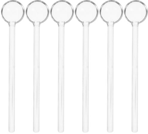 Homoyoyo 6PCS Clear Glass Tea Spoon,Glass Stirring Spoon Clear Coffee Stirring Spoons for Home or Bar Cocktail Tea Cold Drink