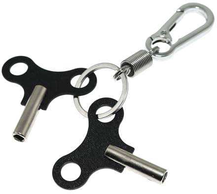 Maxmoral Uhren-Aufziehschlüssel, 4,5 mm, antike Uhr, Standuhr, Wecker, Schlüsselteile mit Schlüsselanhänger für die Installation mechanischer Kaminuhren, Holzuhren, Wanduhren, Wecker, 2 Stück