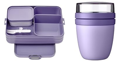 Mepal Juego de fiambrera para llevar – Incluye fiambrera – Fiambrera grande con caja Bento Box – Fiambrera para pequeños aperitivos y sobras – Fiambrera para adultos – Fiambrera con compartimentos
