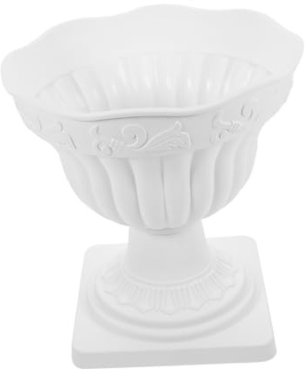 POPETPOP Vaso Da Fiori Colonna Romana in Plastica Bianco Da 20 Cm Per Balcone e Uso Domestico, Fioriera Vintage Compatta Per Piante Verdi e Decorazioni Da Matrimonio