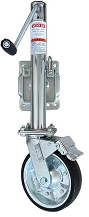 QICBYING Schwenkbarer Anhänger Stützrad - Anhänger Automatik Stützrad, Stützrad-Anhänger-Klappstütze, Robuste Drehhalterung Mit 20cm Abnehmbarem Halterungsrad, 26cm Hub, 680kg Tragfähigkeit