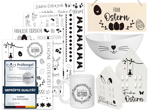 Sugeru Rub On Sticker - 4PCS Set | Sprüche Deko für Geburtstag, Raysin Keraflott, Silikonformen Gießformen, Hochzeit, Familie Folie für Möbel, Glas, Holz, Fotoalbum, Aufkleber Aesthetic (OsternⅡ)